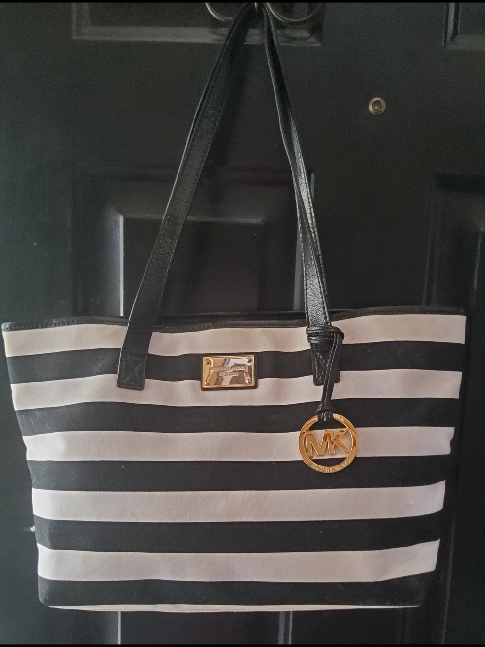Michael Kors Black & White Stripe Tote Bag